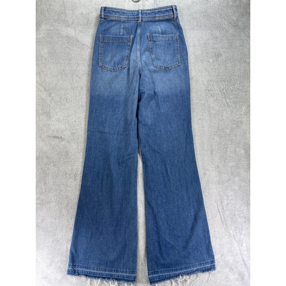 Free People Jeans Women 28 Blue Just Float On Flare High Rise Raw Hem - Picture 6 of 16